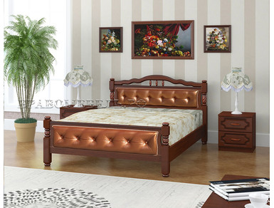 Кровать Карина-11 с элементами экокожи (Орех)