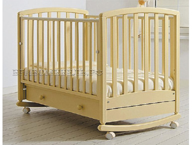 Кровать детская "Дашенька" на колесах, с планкой для качания и ящиком