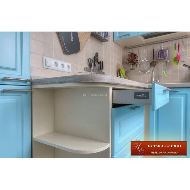 Кухня угловая Лонгфорд из крашеного МДФ синяя - фото